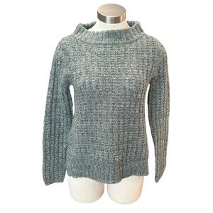 Anthropologie Field Flower Sweater Wool Blend Soft Crew Neck Blue Sz. S